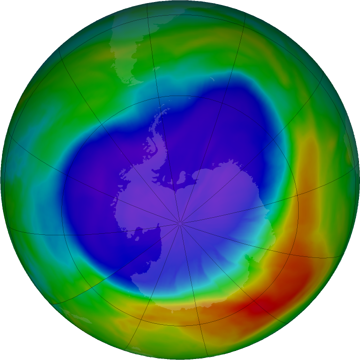 Antarctic ozone map for 25 September 2023